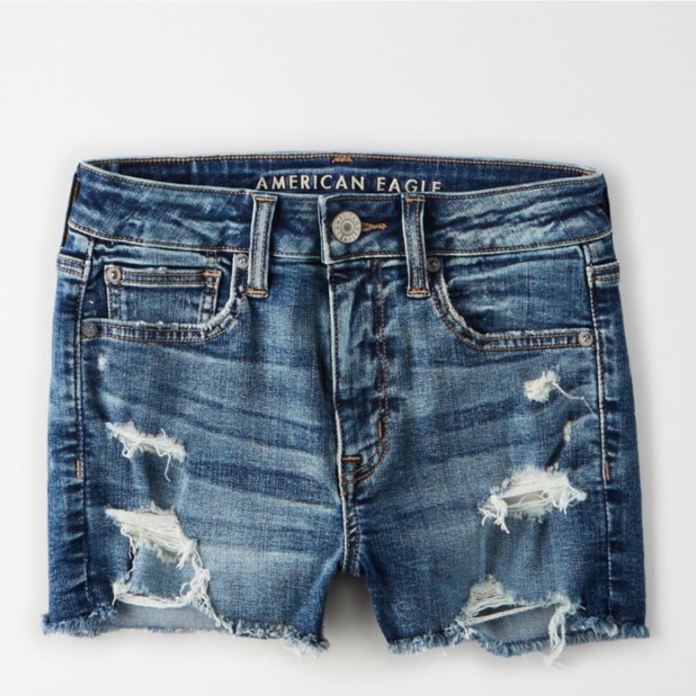 AE Next Level Stretch Mid Denim Shorts
